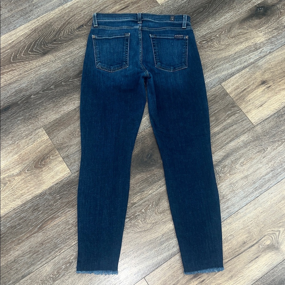 7 For All Mankind Ankle Gwenevere High-Rise Frayed Skinny Jeans - Picture 3 of 9